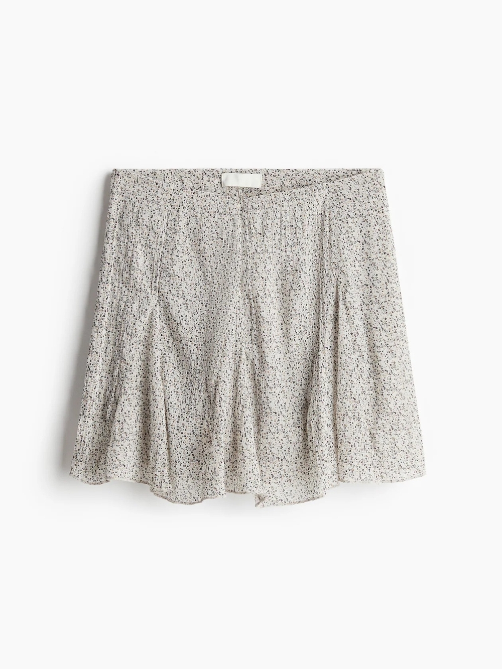 H&M Cream Mini Skort with Black Floral Speckle Print